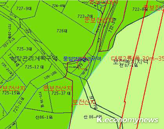 용인시가 경수고속도로(주)와 협의 없이 배수시설은 매설한 동천동 723-8번지 일원 <제보자 제공>