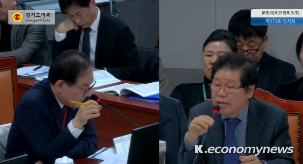 경기도의회 문화체육관광위원회 최승용 의원 질문에 서춘기 경기아트센터 사장이 답을 하고 있다 <생중계 화면 캡처>