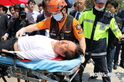 [속보] ‘단식’ 김성태, 결국 119 구급차에 실려가