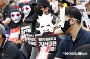 [M포토] 아시아나항공 직원 가면집회...'침묵하지 말자'