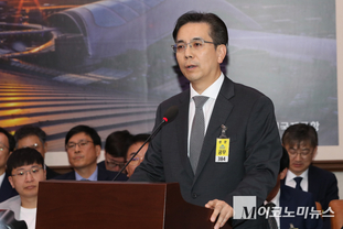 「M포토」 국감 출석한 이한우 현대건설 대표
