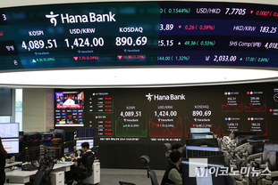 「M포토」 30일 오후, 코스피·원/달러 환율 현황판