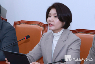 「M포토」 원내대책회의에서 발언하는 한정애